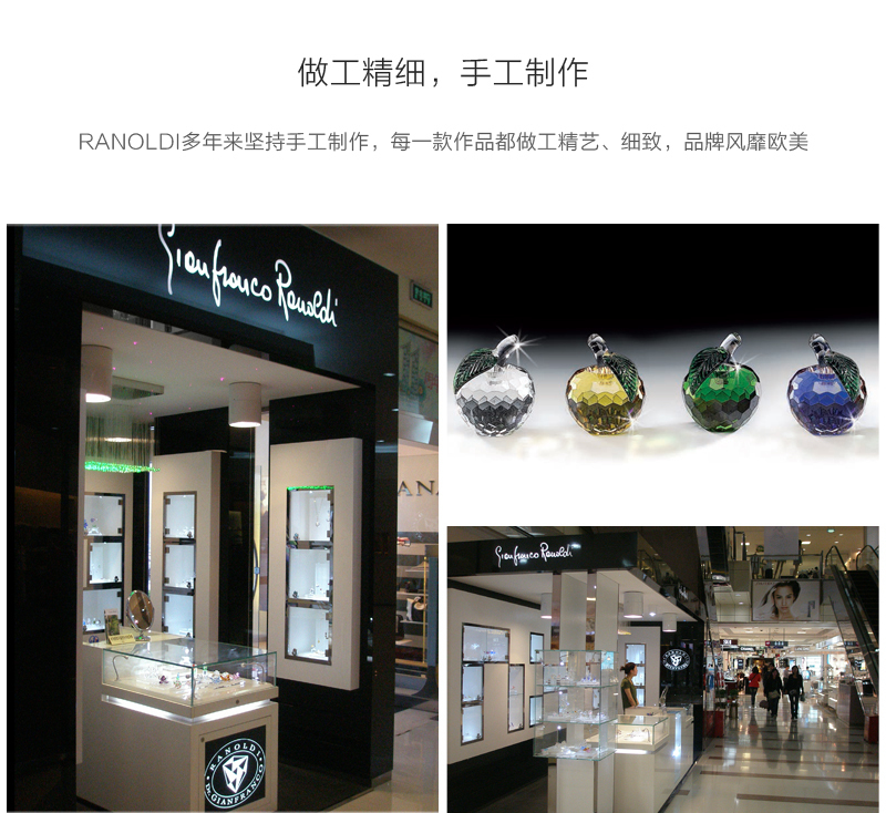 意大利原产Ranoldi水晶摆件 水滴形时钟客厅静音钟表座钟摆件 透明