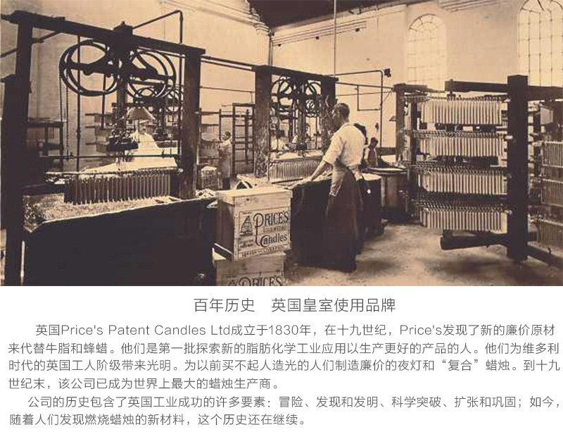 英国Price's玻璃香薰蜡烛香氛烛台柑橘百合香味 白色