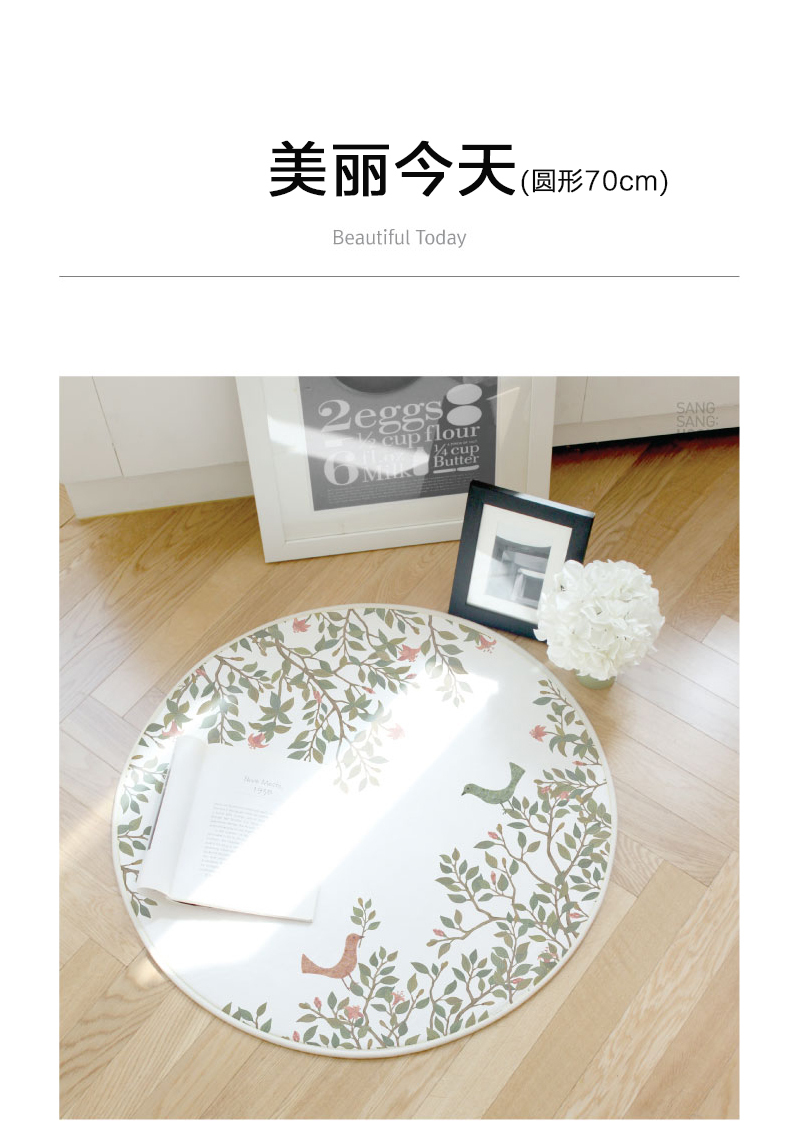 韩国原产SANG SANG HOO美丽今天圆形小地毯 彩色